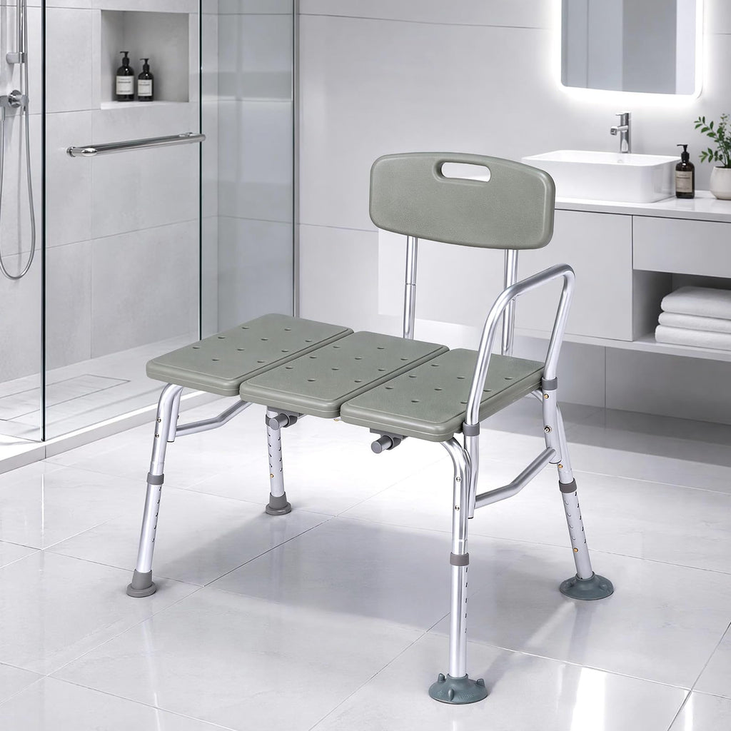 Height Adjustable Tub Transfer Bench Shower Chair with Backrest A17378