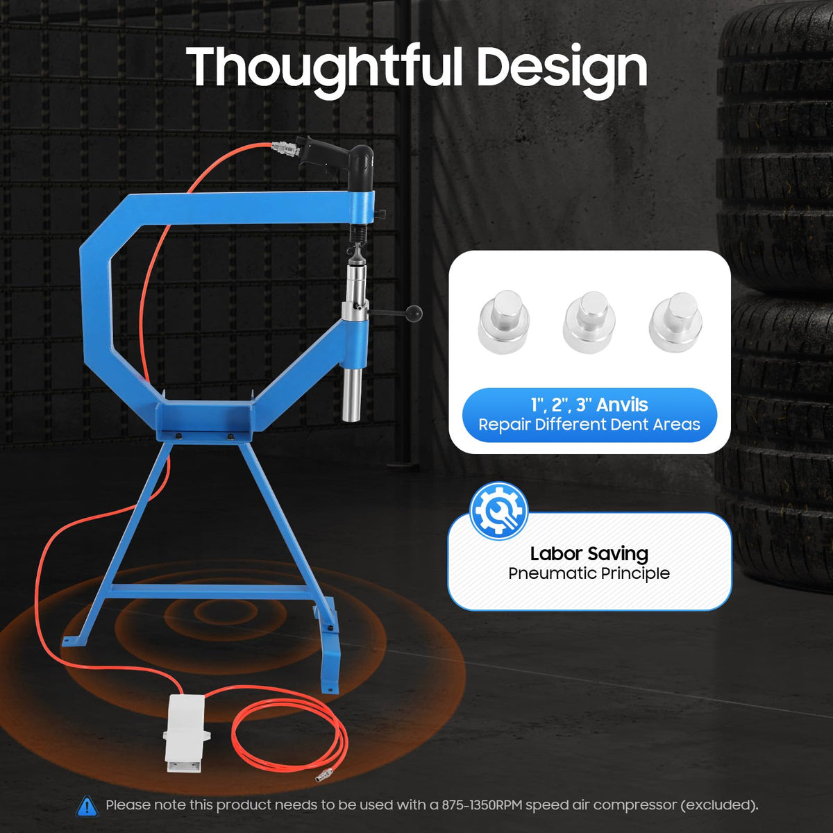 Pneumatic Planishing Hammer with 1/2/3" Anvil and Foot Pedal R538675