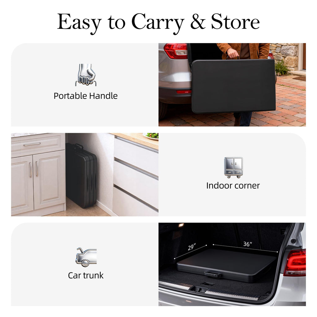 6FT Black Plastic Folding Table with Carrying Handle W86477