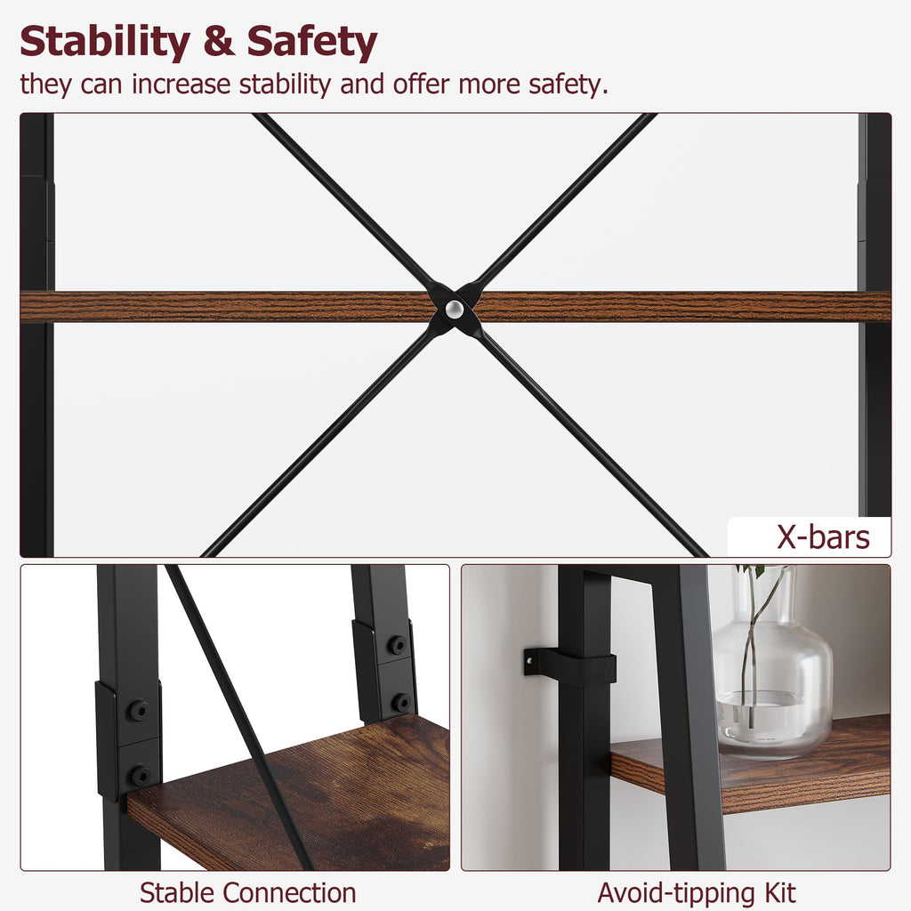5-Tier Ladder Bookshelf with Metal Frame M957863