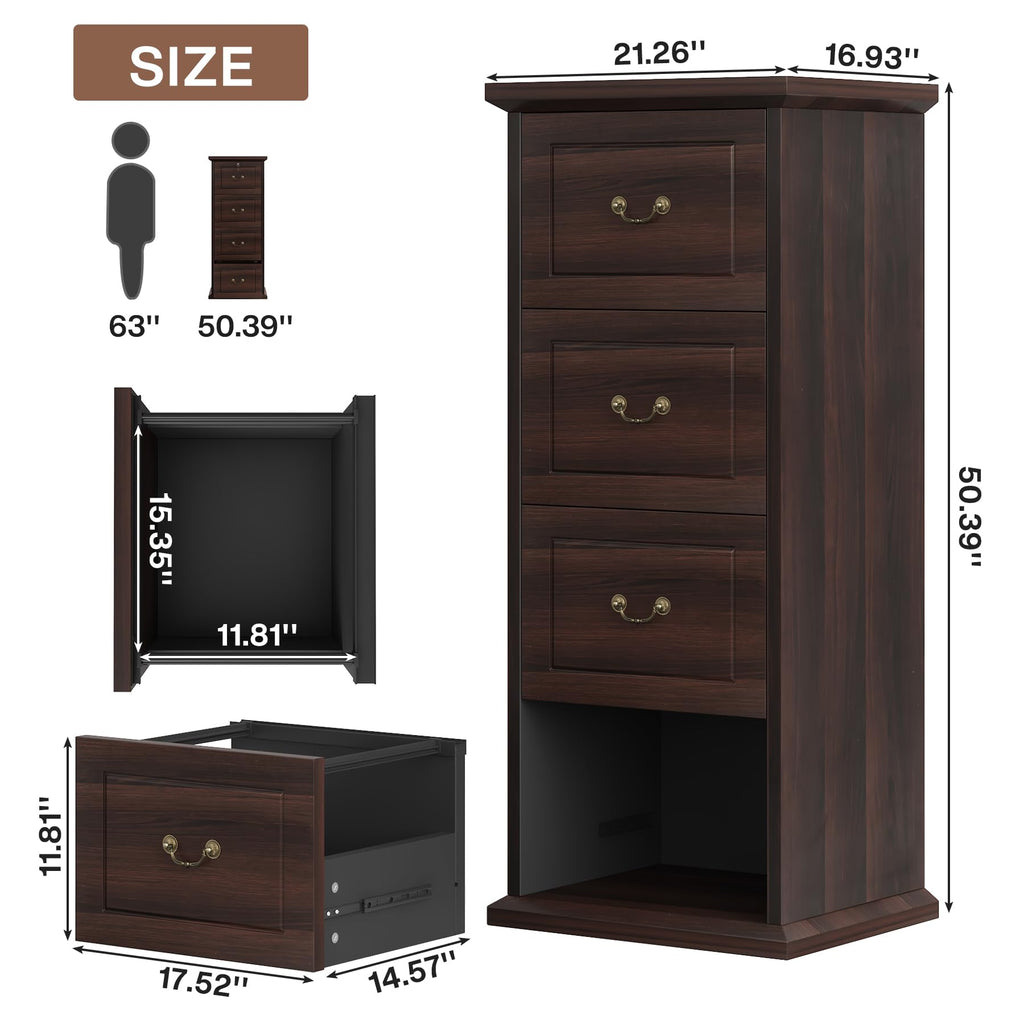 4 Drawer Dark Walnut File Cabinet N253