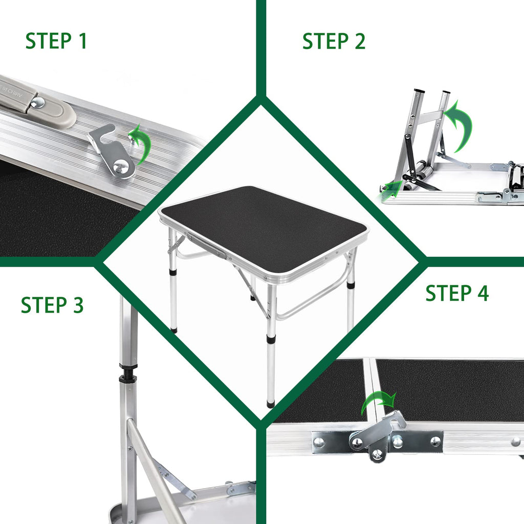 2ft Lightweight Adjustable Folding Camping Table Y984155