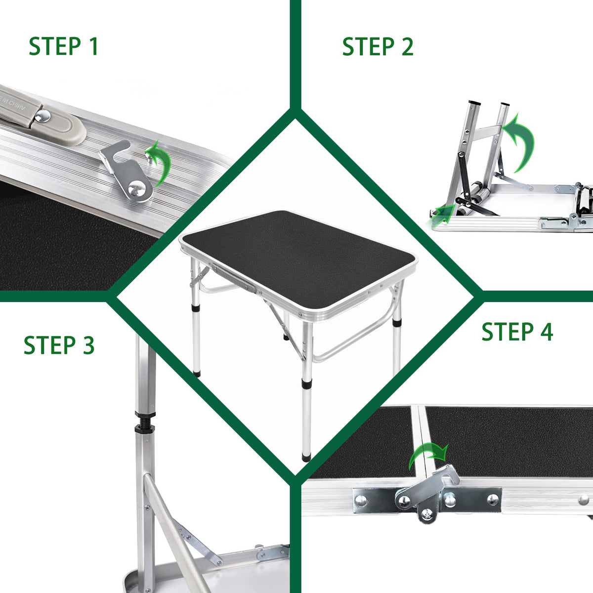 2ft Lightweight Adjustable Folding Camping Table Y984155