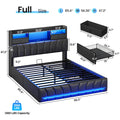 Full Bed Frame with Storage Headboard and 2 Drawers, RGB Lights, Black E764338