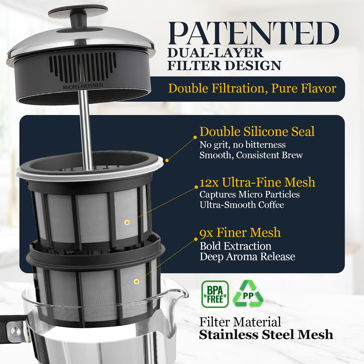 32oz Stainless Steel French Press Coffee Maker Q126554