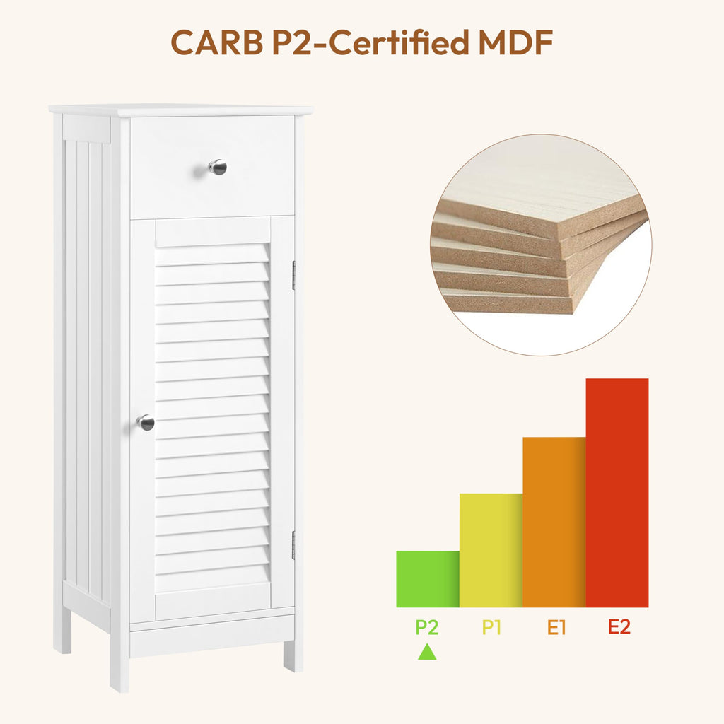 White Bathroom Storage Cabinet with Drawer M75098