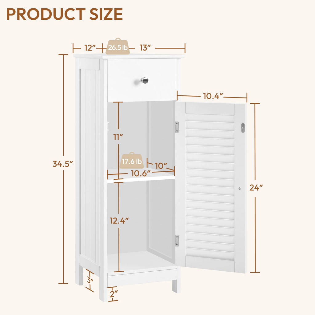 White Bathroom Storage Cabinet with Drawer M75098