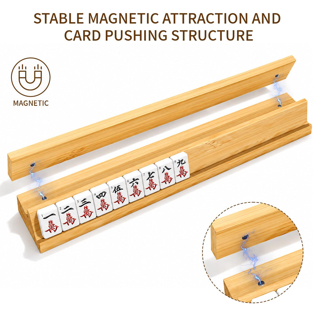 Bamboo Mahjong Racks with Pushers, Set of 4 V34173