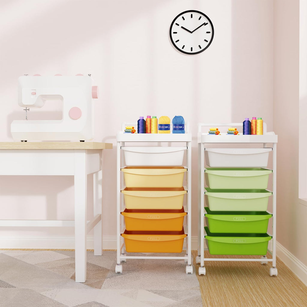 5 Drawers Plastic Rolling Storage Cart with Wheels T614914