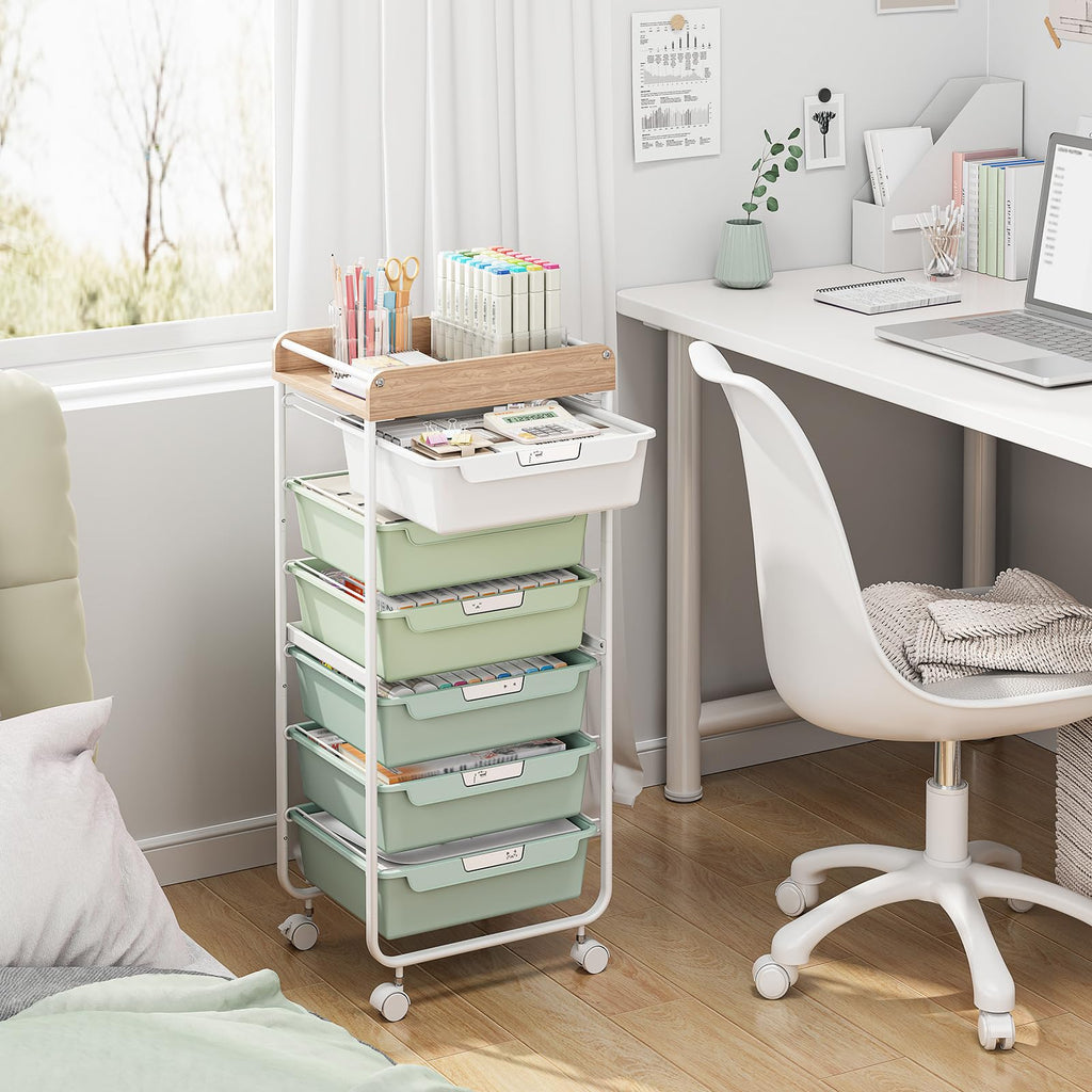 Green Utility Cart with 6 Drawers P196