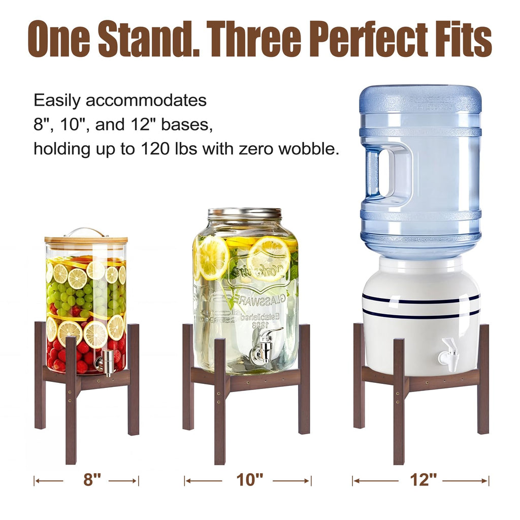 Adjustable Bamboo Drink Dispenser Stand for 2-5 Gallon H8042