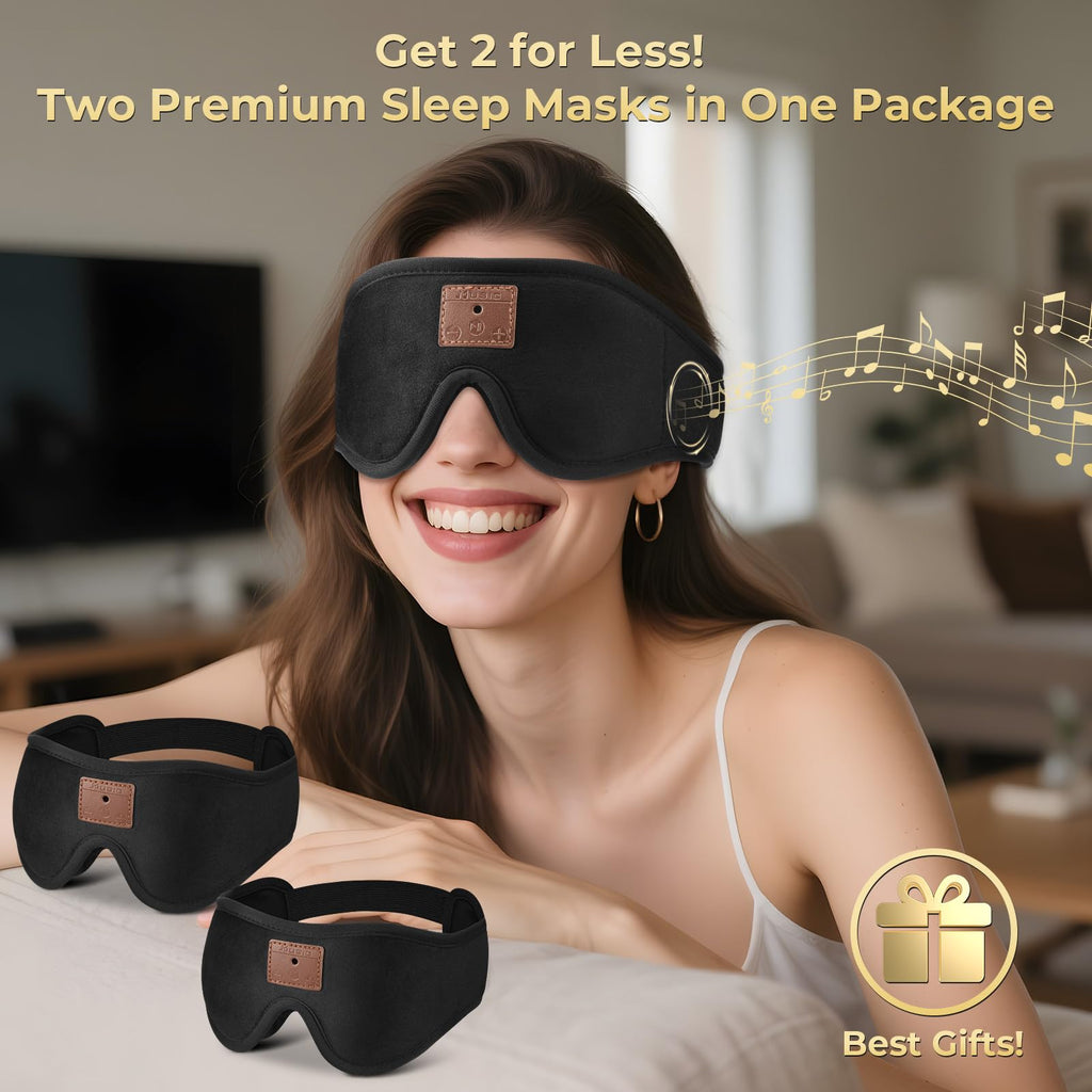 3D Bluetooth Sleep Mask with Headphones 2-Pack J95237