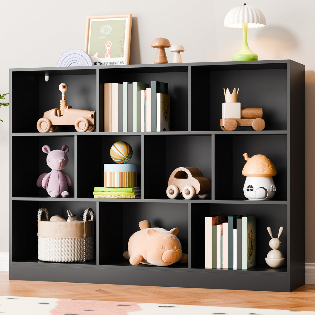 Black 3-Tier 10 Cube Storage Organizer Bookshelf Q520
