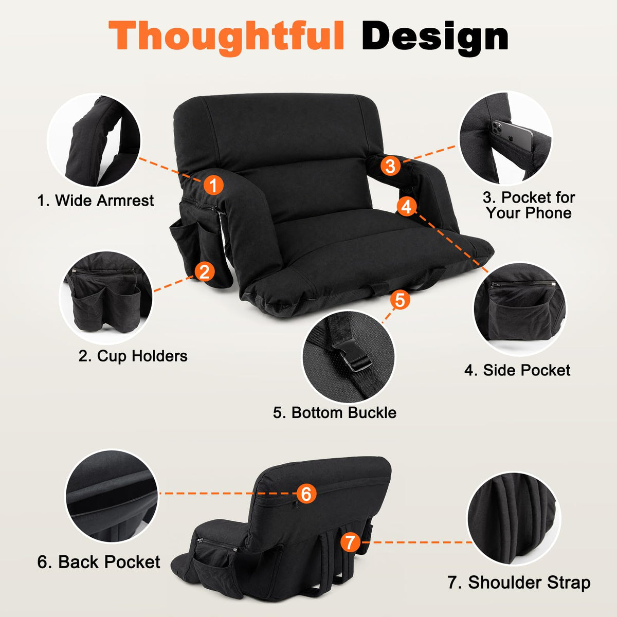 26" Extra Wide Stadium Seats with Back Support D61255