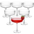 Set of 6 8 oz Clear Ribbed Coupe Glasses Y698