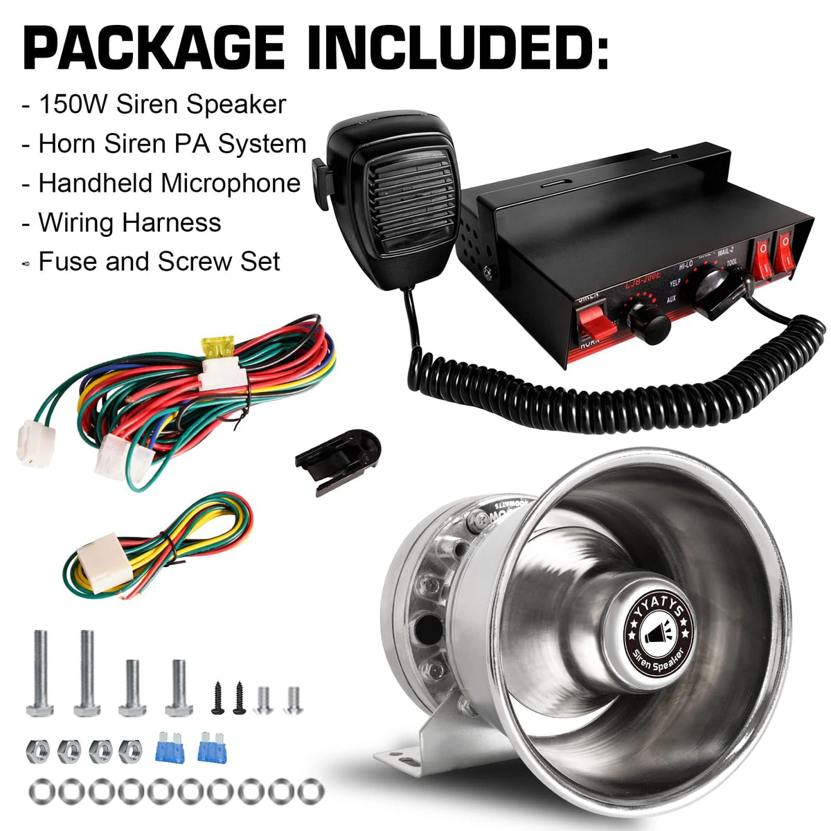 200W IP67 Waterproof Emergency Siren with Mic & Speaker I364270