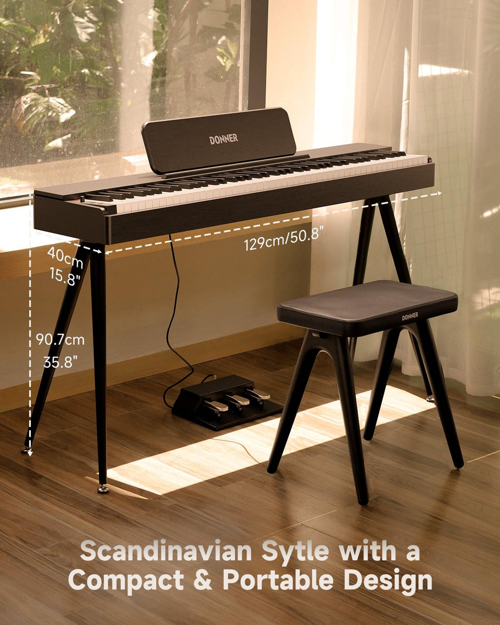 88 Key Weighted Digital Piano with Bluetooth and Three Pedal W89643