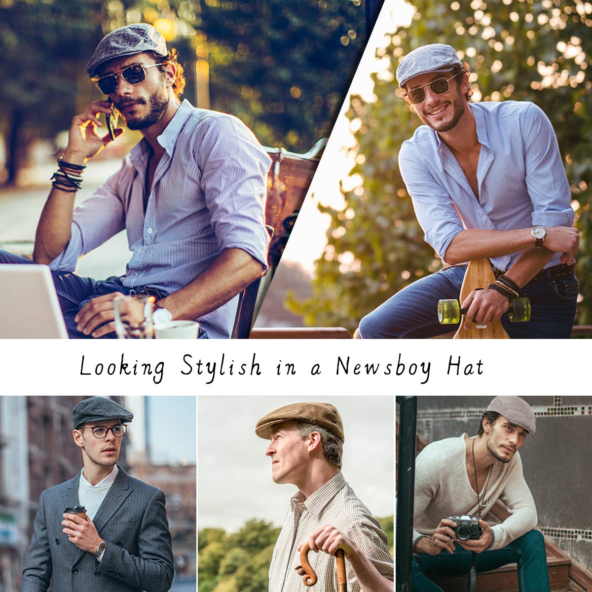 Wool Blend Tweed Herringbone Flat Cap Q164