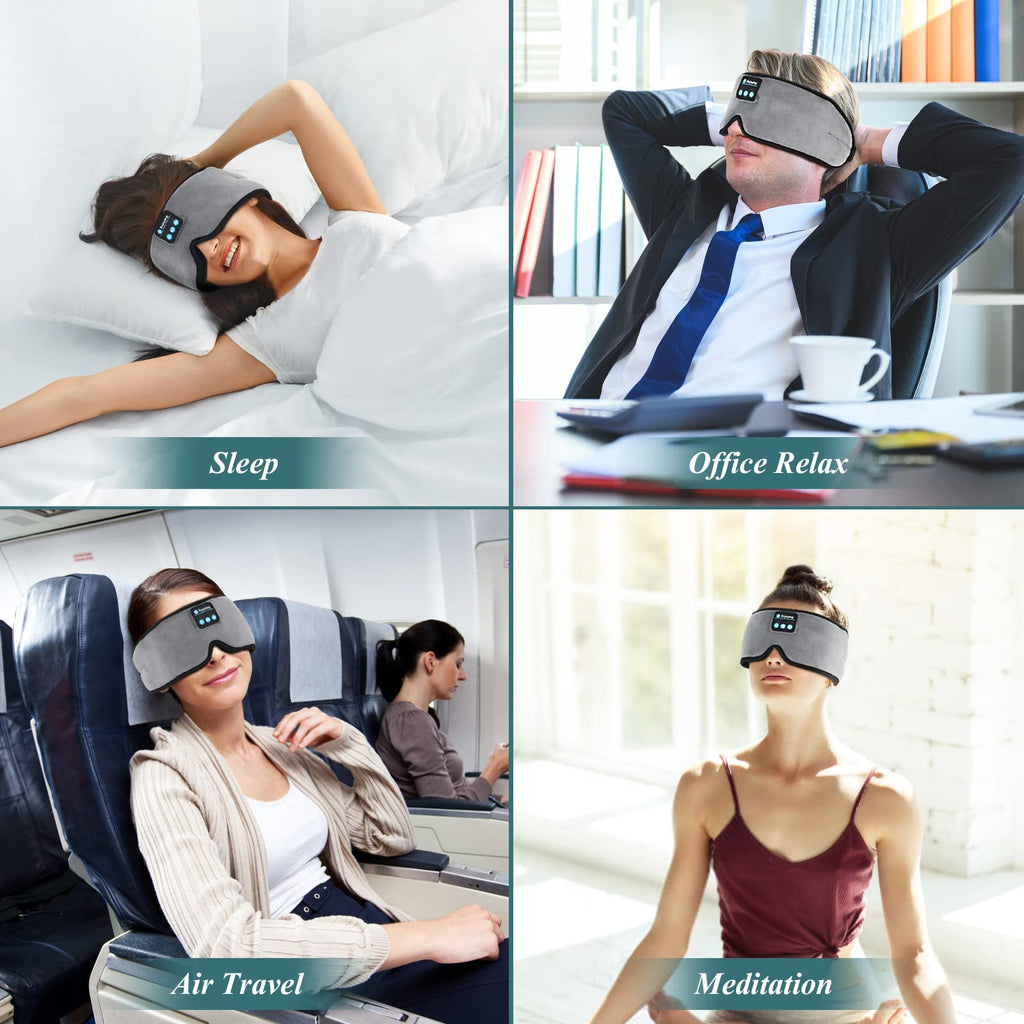 Wireless 3D Eye Mask Sleep Headphones Grey V741783