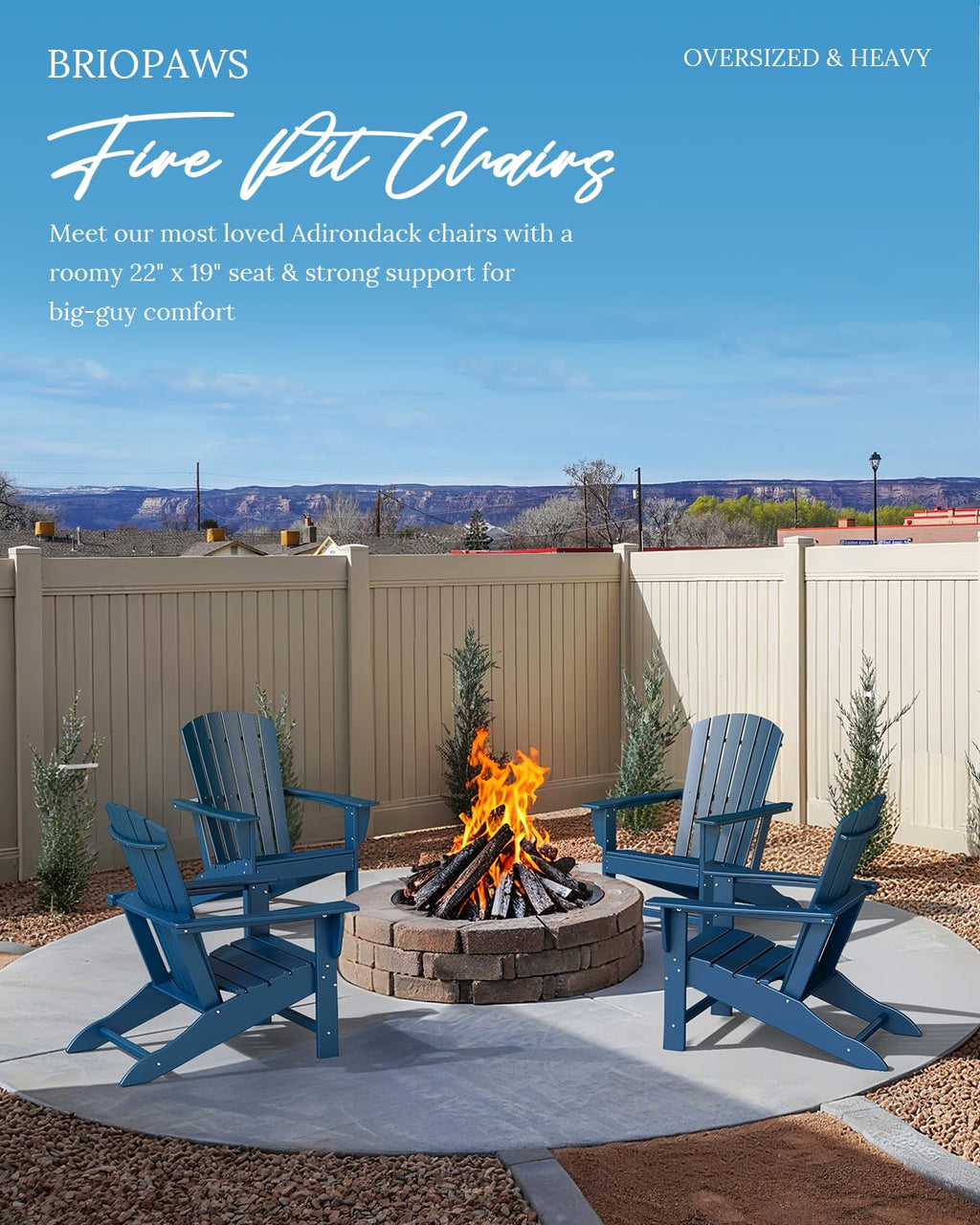 Oversized Adirondack Chairs Set of 2 Blue V267724
