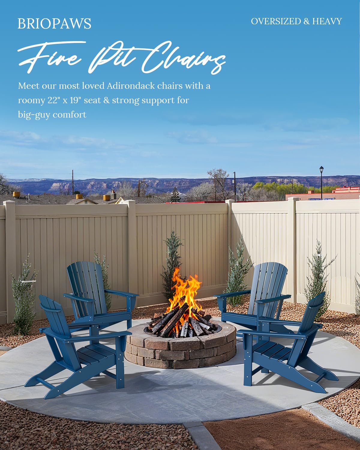 Oversized Adirondack Chairs Set of 2 Blue V267724
