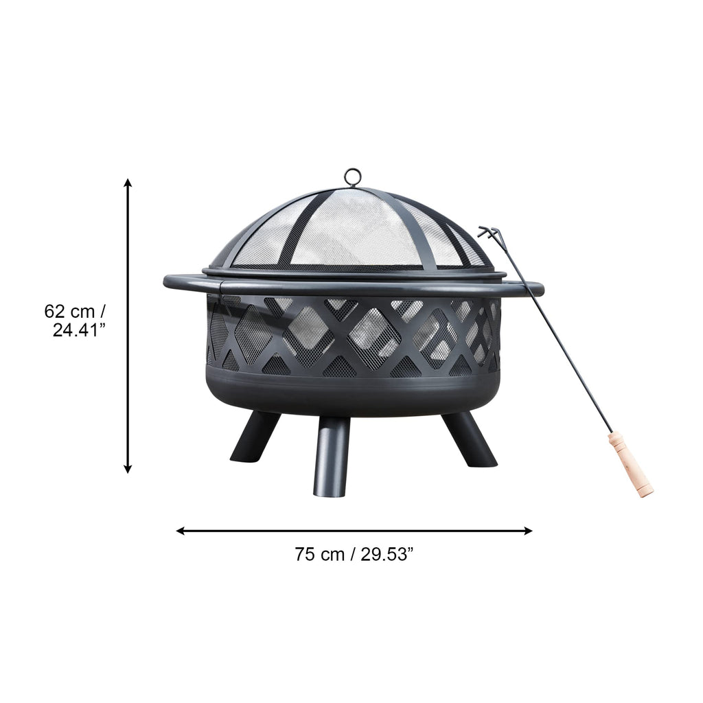 Round Steel 30 Inch Black Wood Burning Fire Pit D424