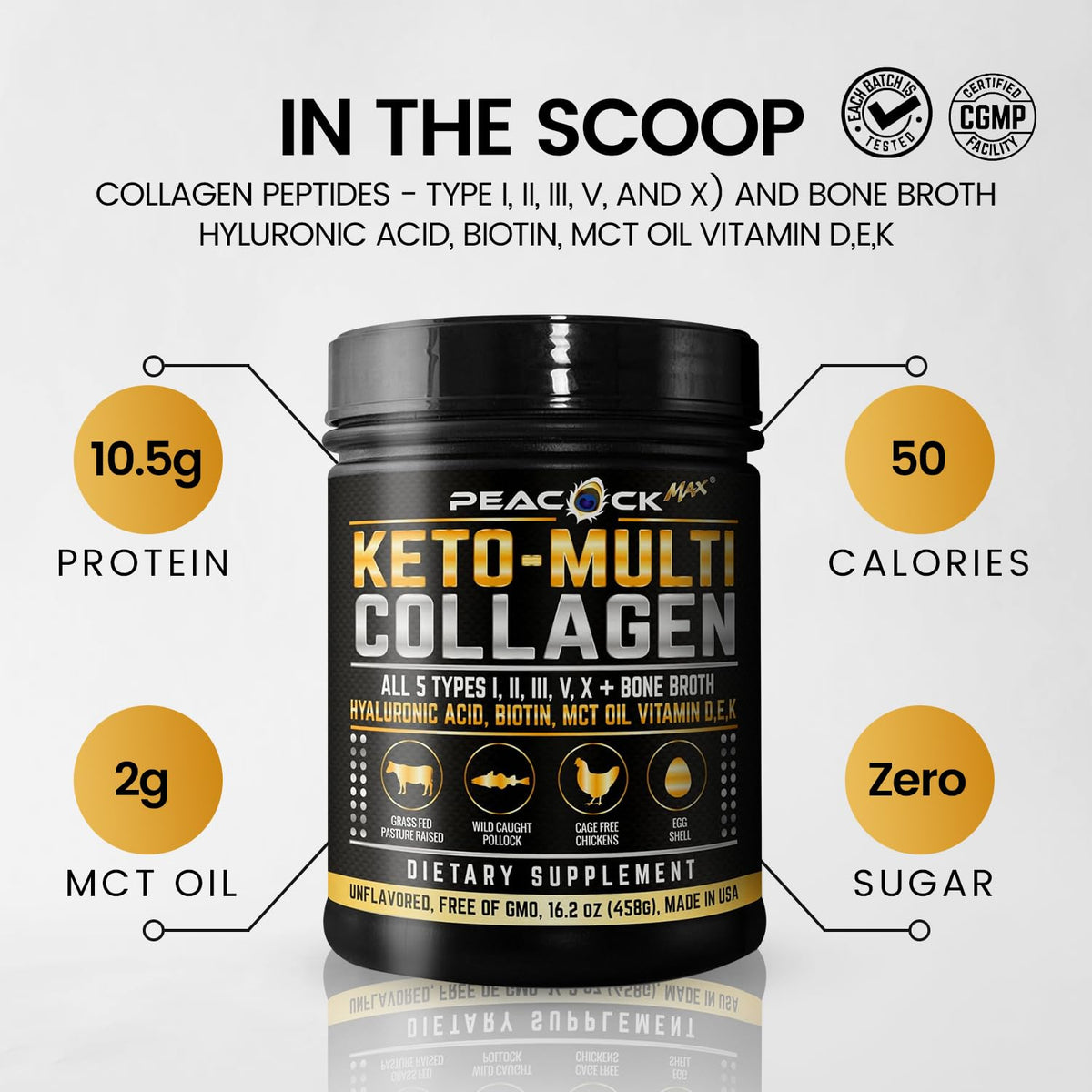 Multi Collagen Protein Powder 16.2 oz Pack of 6 Unflavored S25786