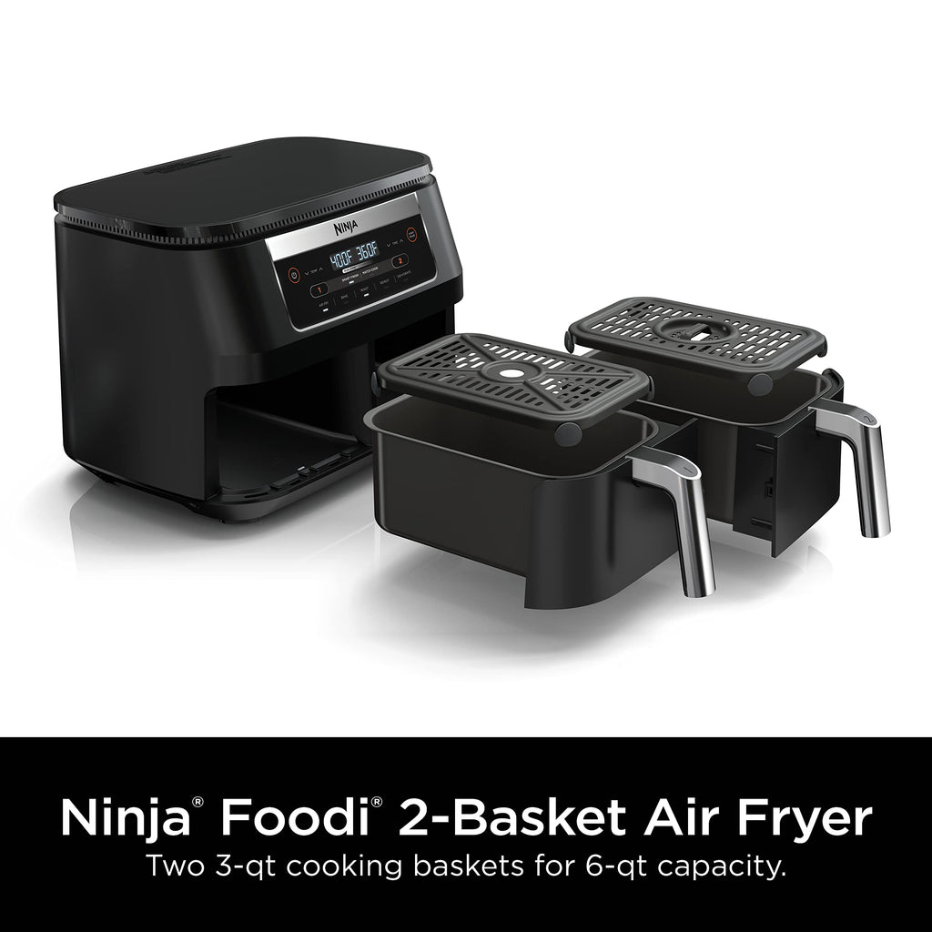 6 Quart 5-in-1 DualZone 2-Basket Air Fryer, Black Y34962
