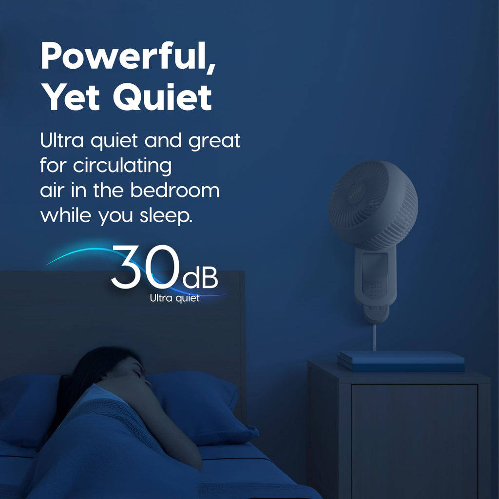 Wall Mount Fan with Remote, 360° Oscillation, 3 Speeds, White O2903