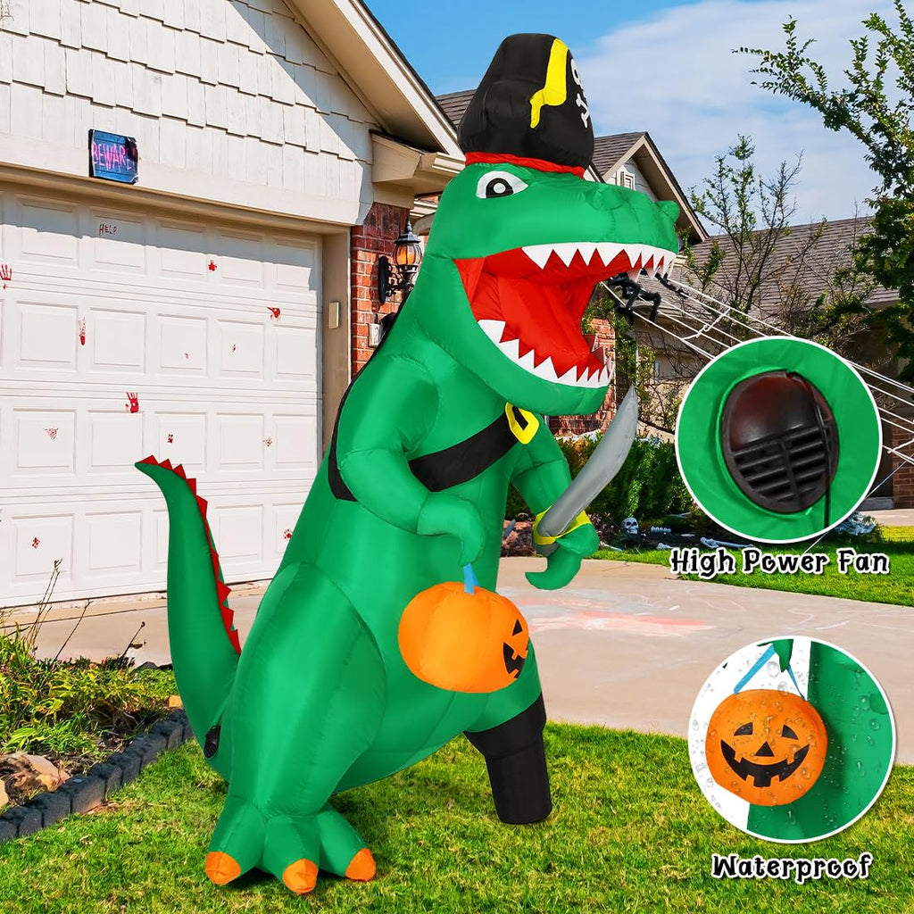 7 FT Halloween Inflatable Dinosaur with Built-in LEDs Q666395