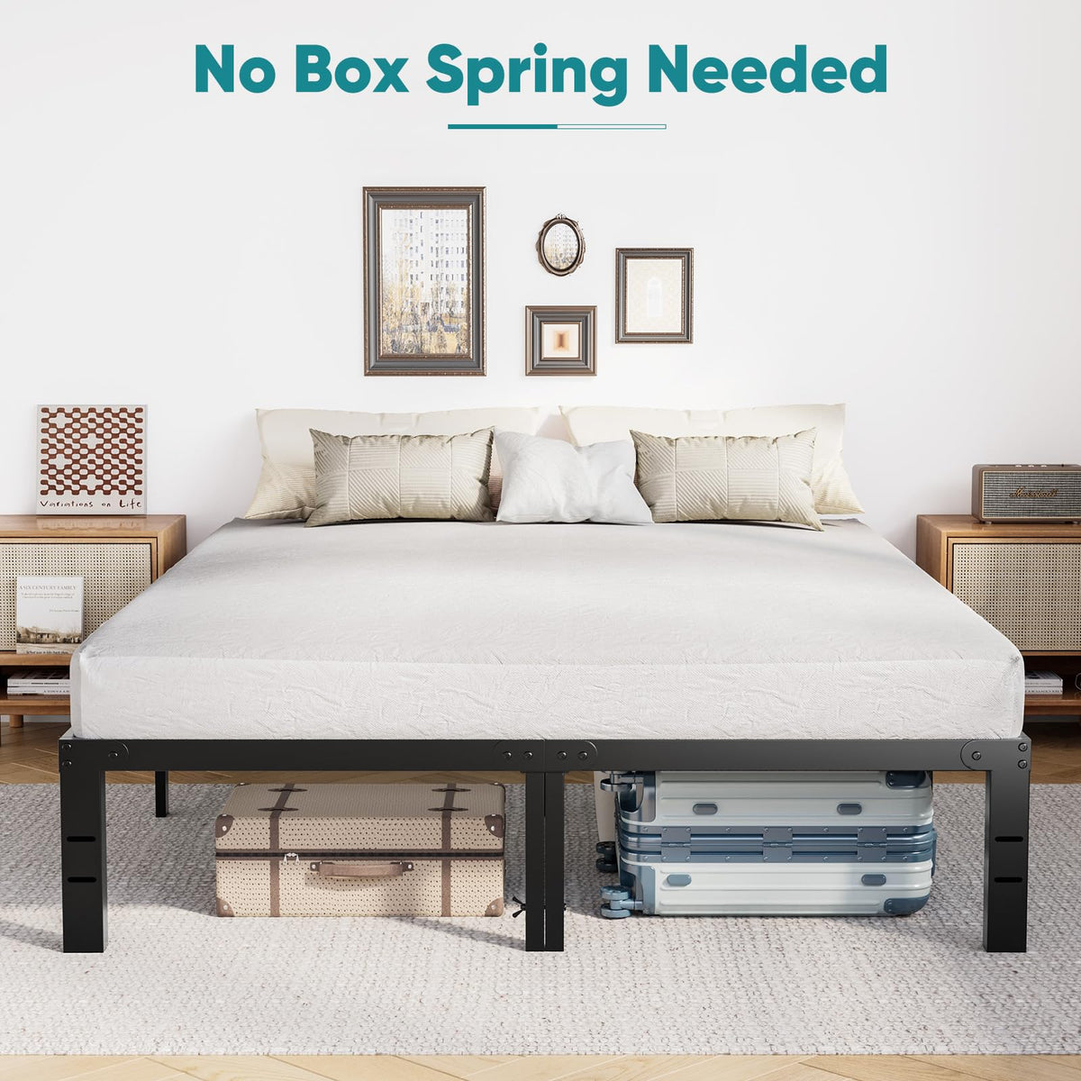 Queen 18 Inch Metal Platform Bed Frame L545802
