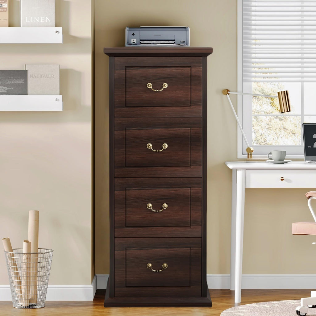 4 Drawer Dark Walnut File Cabinet N253