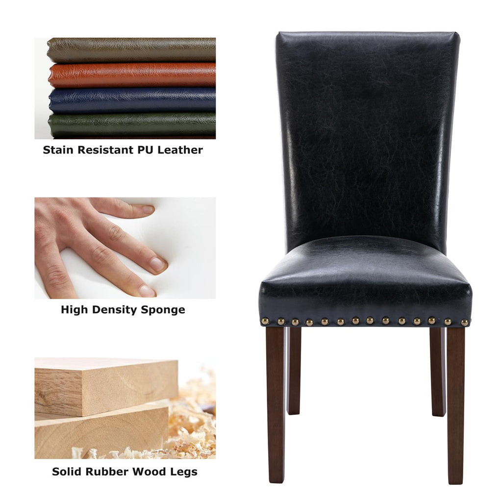 High Back Upholstered Dining Chairs Set of 2 Black F2488