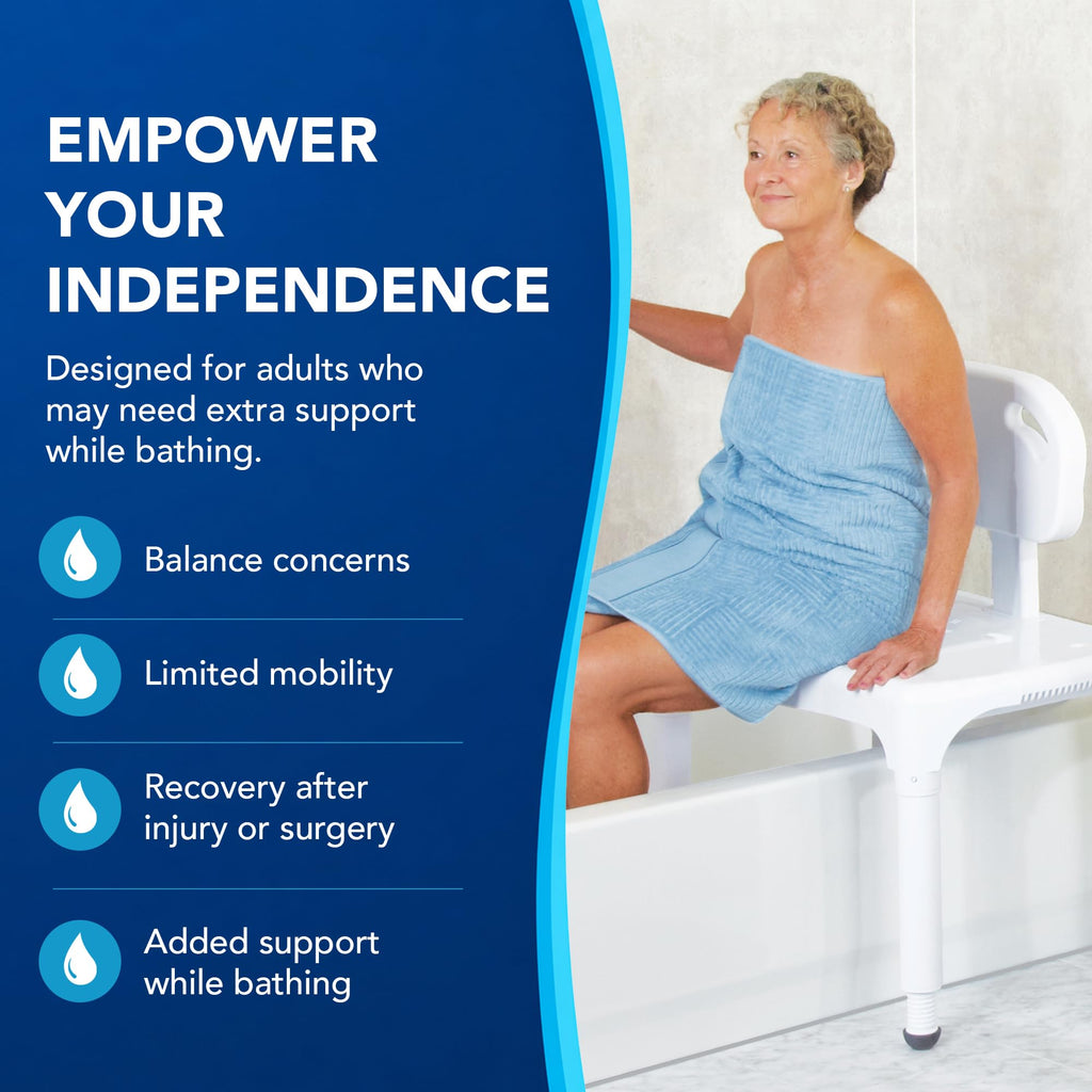 Bath Transfer Bench with Backrest and Adjustable Legs C244490