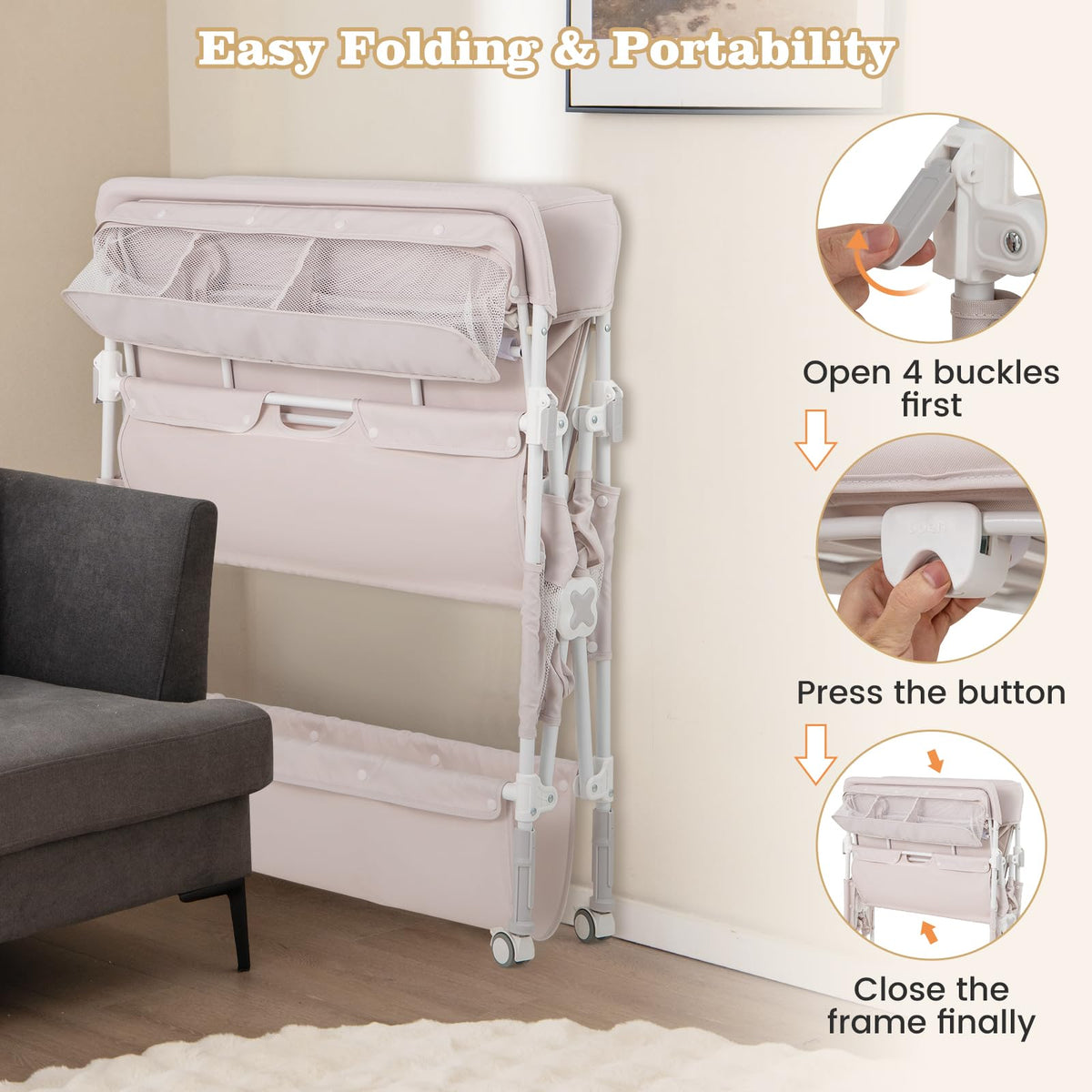 Portable Foldable Baby Changing Table with Wheels D164327