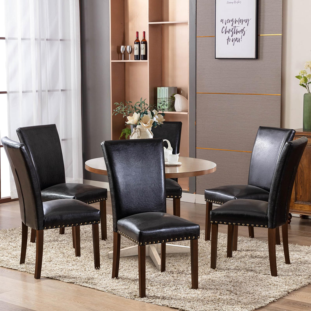 High Back Upholstered Dining Chairs Set of 2 Black F2488