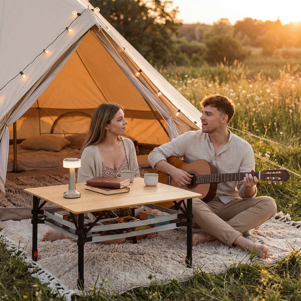 Bamboo Aluminum Folding Camping Table Q59967