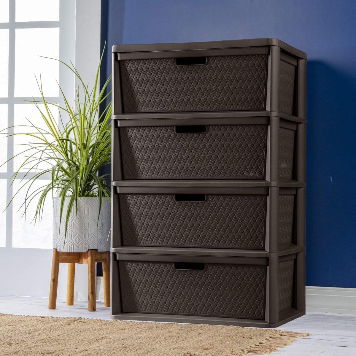 Gray Plastic 3-Drawer Storage Tower with Bins F87566