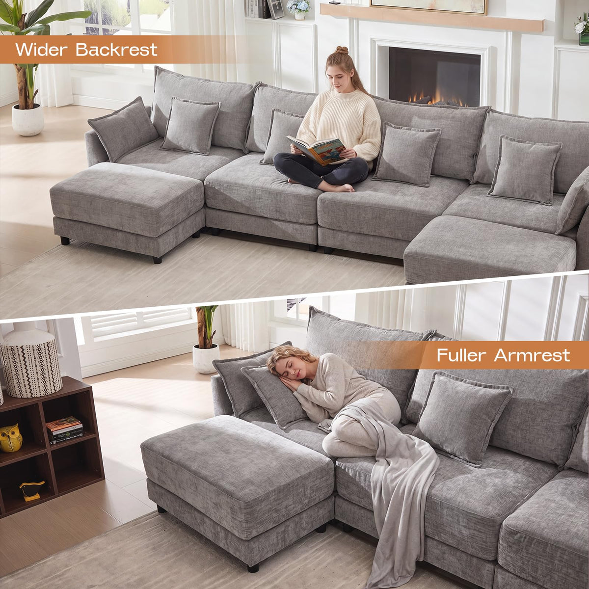 Light Gray Chenille 2 Seater Sofa with Pillows B222073