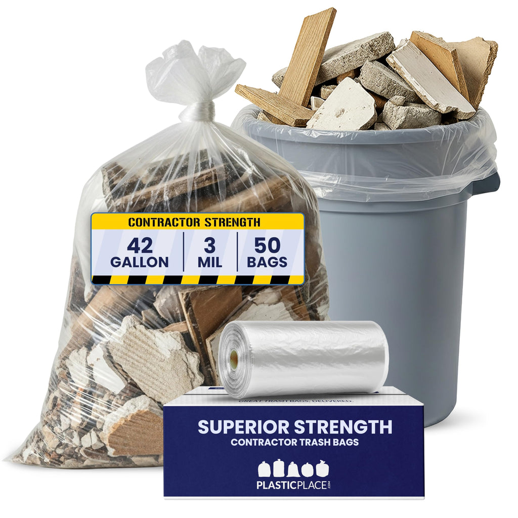Clear Heavy Duty 42 Gallon Trash Bags 50 Count I869