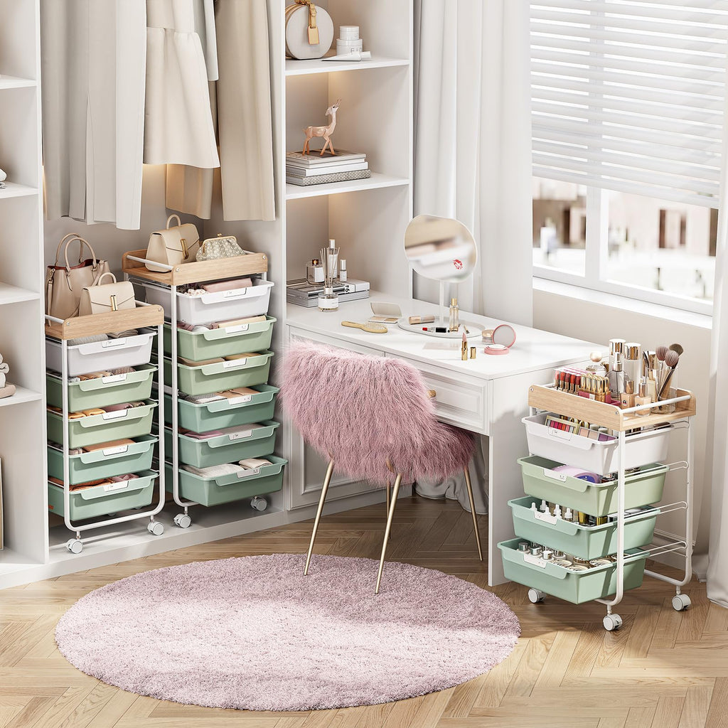 Green Utility Cart with 6 Drawers P196