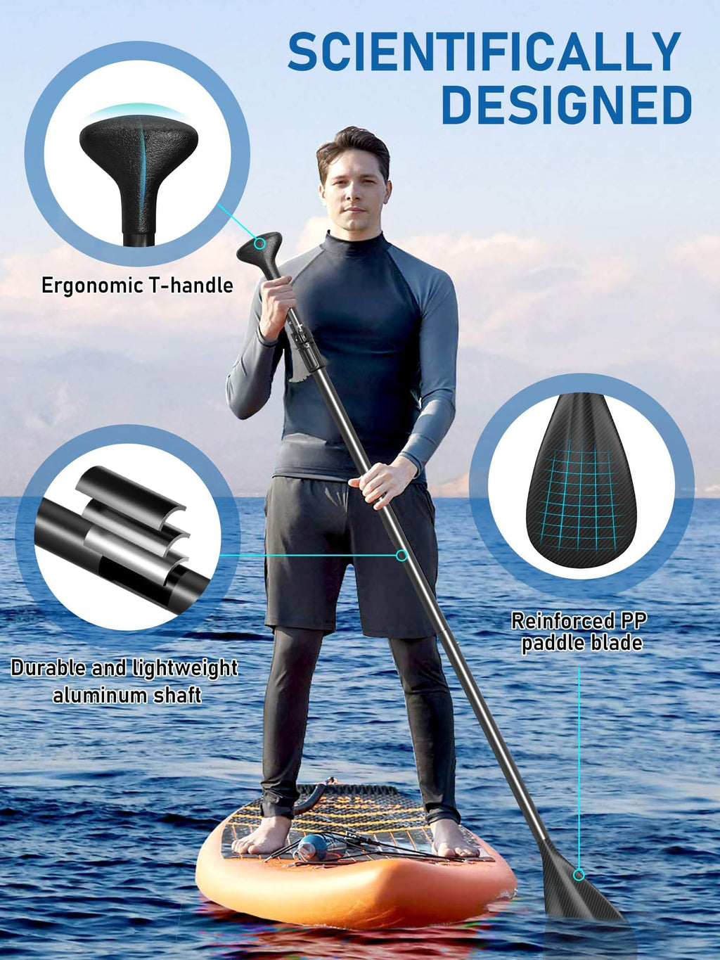 4 Piece Carbon Aluminium Adjustable SUP Paddle 67"-83" T664488