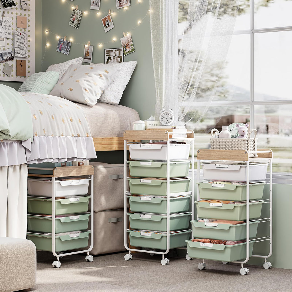 Green Utility Cart with 6 Drawers P196