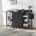 45" Black 2 Drawer File Cabinet with Lock and Power Outlet Y643
