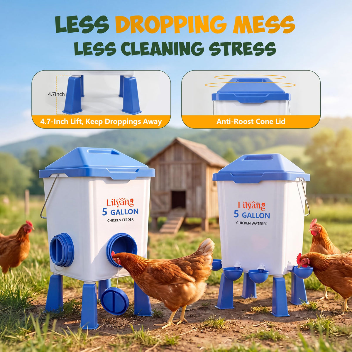 Chicken Feeder and Waterer Set 5 Gallon Y139