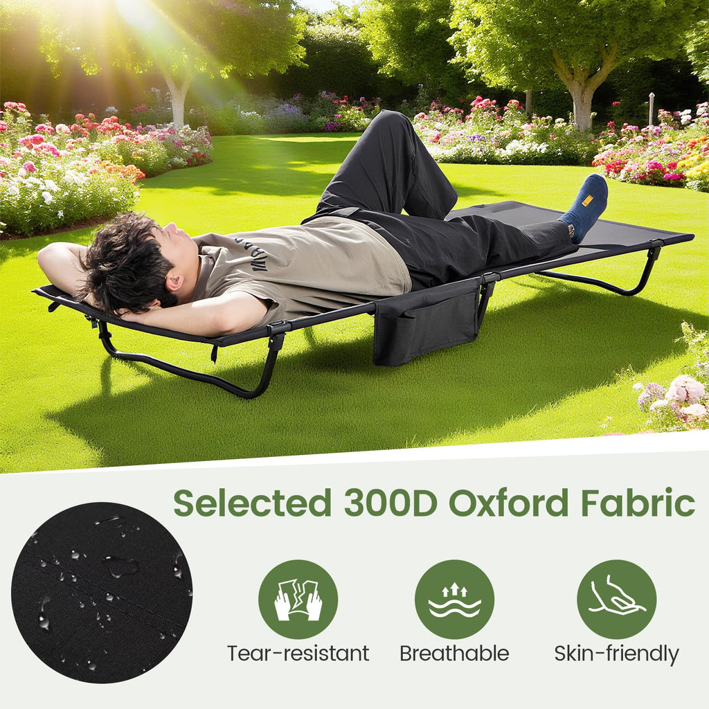 Folding Camping Cot with Carrying Bag & Side Pocket L527658