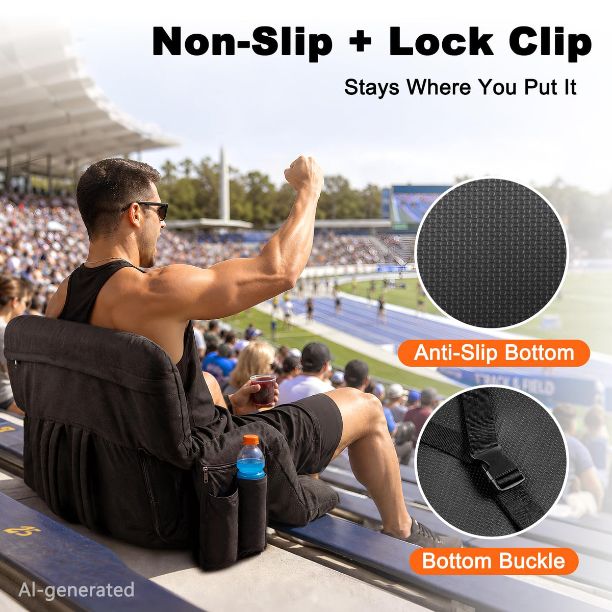 26" Extra Wide Stadium Seats with Back Support D61255