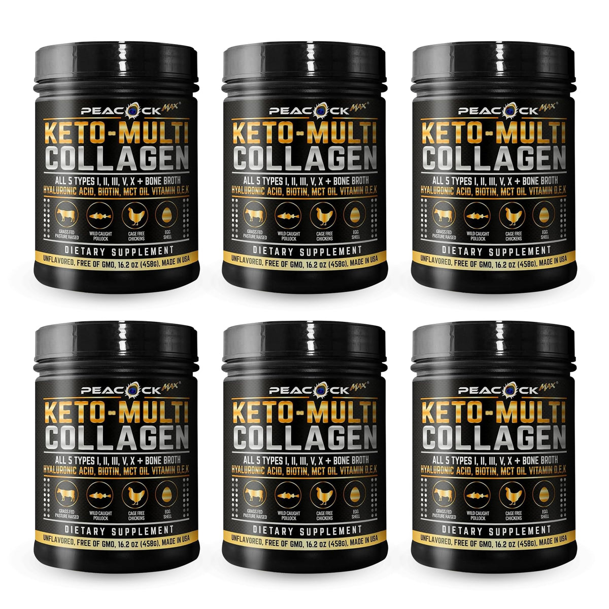 Multi Collagen Protein Powder 16.2 oz Pack of 6 Unflavored S25786