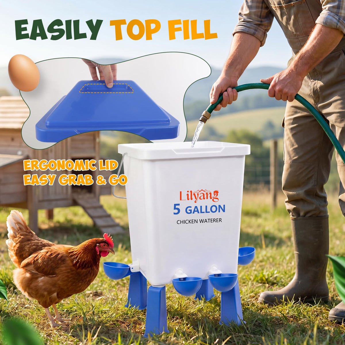 Chicken Feeder and Waterer Set 5 Gallon Y139