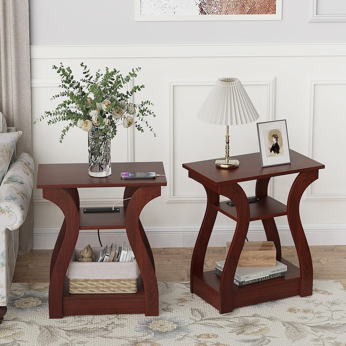 3 Tier End Table with Charging Station K638
